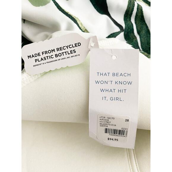 Swim By Cacique Womens Crossover One Piece Wrap Peephole Palm Print Swimsuit NWT - Picture 9 of 12